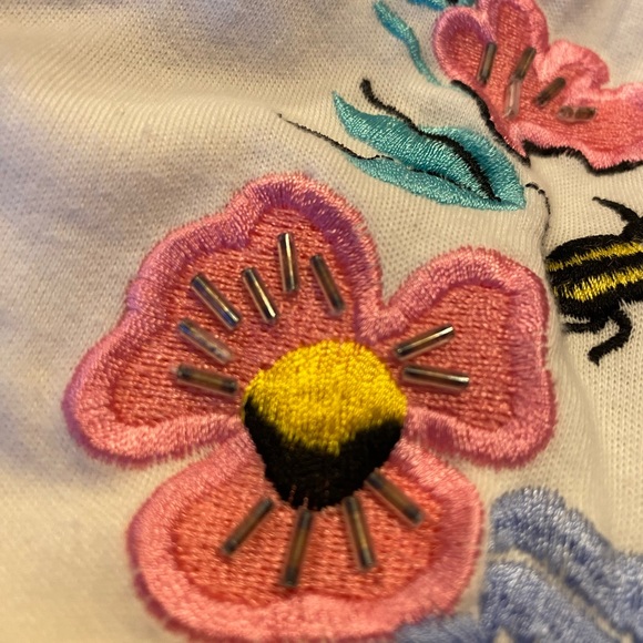 Vtg. 80s teddi brand petite women’s floral embroidery sequins top blouse, PM - Picture 12 of 12